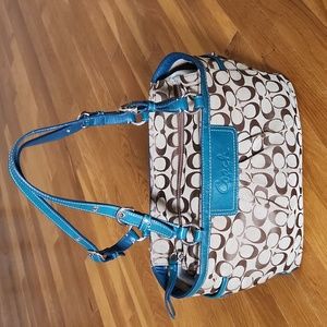Coach Blue and Brown Signature Tote
